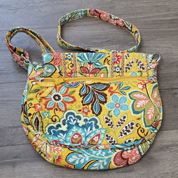 Vera Bradley Retro Eloise Hipster Provencal Yellow Paisely Crossbody Floral Boho - Picture 6 of 11